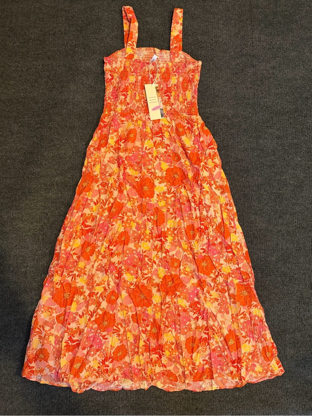 Floral Maxi Dress in Orange and Pink